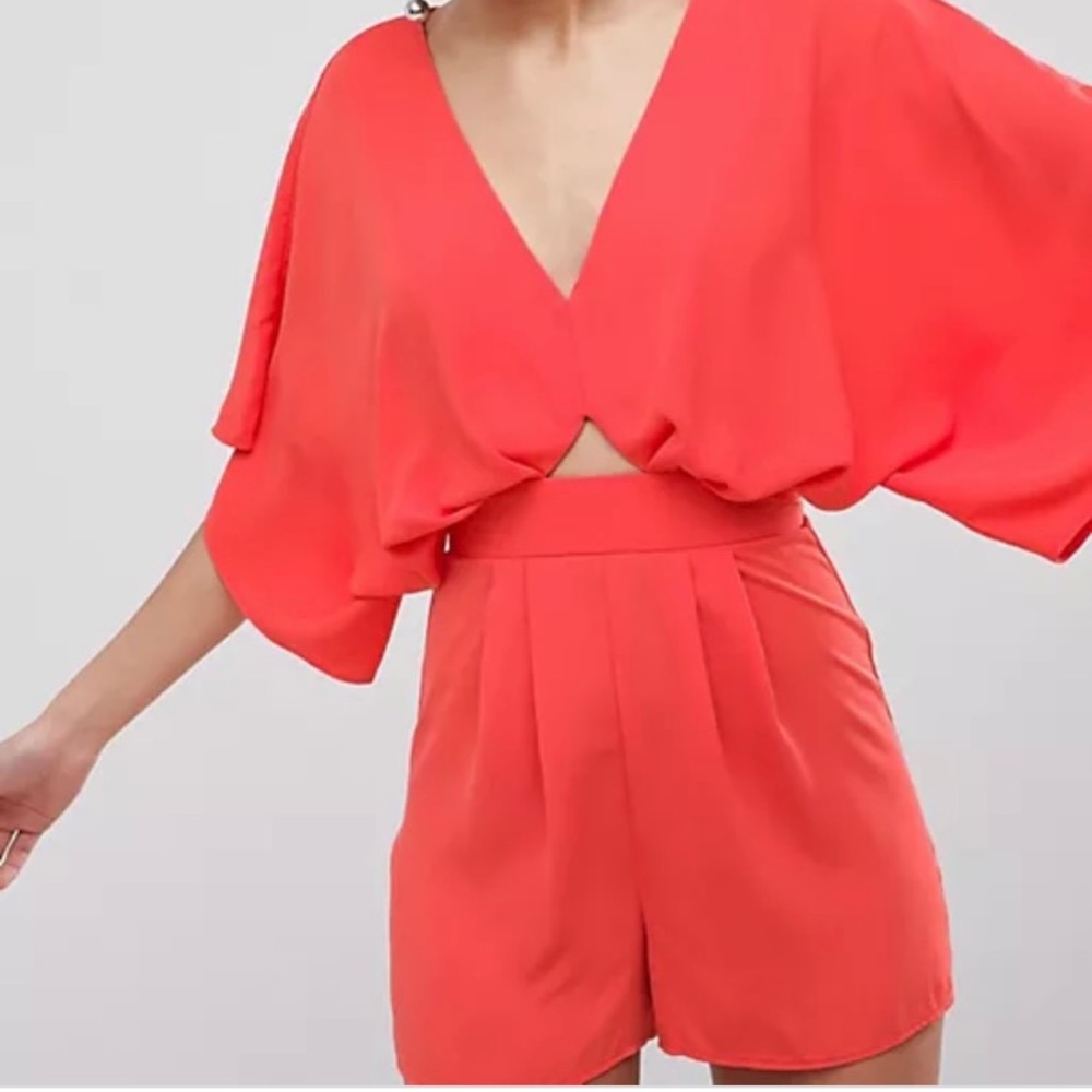 ASOS coral pink romper size 2 NWOT.